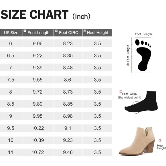 Mysoft Women's Tan Chunky Mid Heel Slip on Pointed Toe Stacked Ankle Boots - Picture 7 of 7